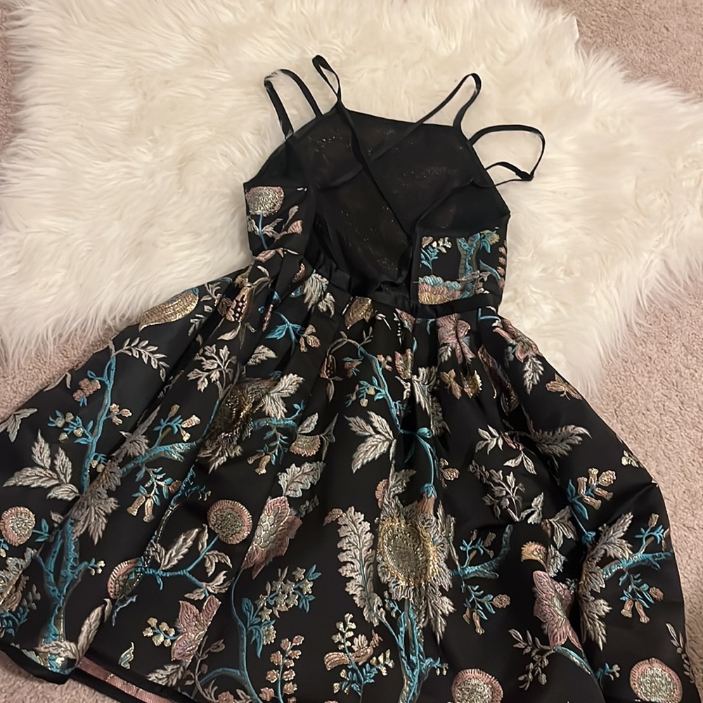 Embroidered Mini Dress with Open Strap Back - Picture 2 of 4